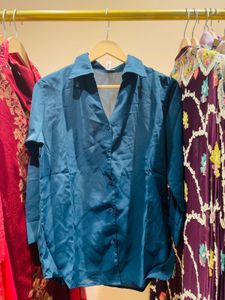 Elegant Teal Button-Down Shirt