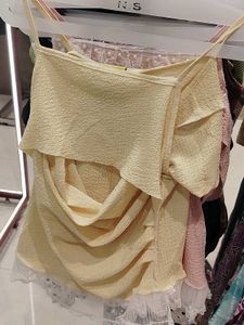 Chic Pink Layered Top with Lace Trim