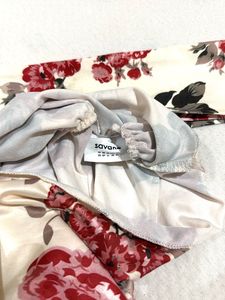 Floral Ruched tube top with scarf