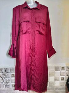 🔥BUY 1, GET 1 FREE🔥Chic Magenta Shirt Dress
