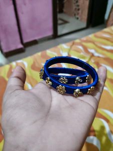 Royal Blue Silk Bangles with Embellishments