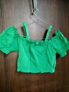 Emerald Green Off-Shoulder Crop Top no 104