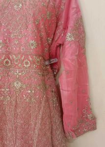 Elegant Pink Embroidered Gown