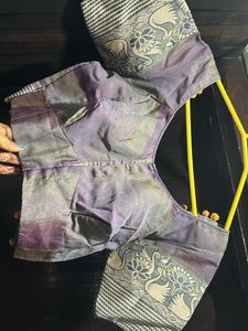 Elegant Purple &amp; Green Sari Blouse