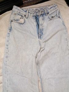 Zara Light Wash Wide Leg Jeans