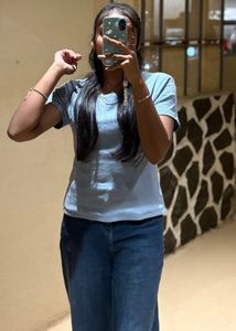 Stylish Blue Square Neck Top