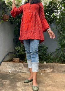 Max Rust Orange Peplum Short Kurta