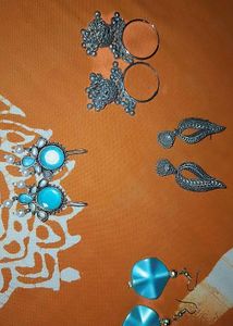 Stunning Blue Stone &amp; Pearl Dangle Earrings