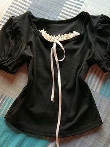 Chic Black Puff Sleeve Top