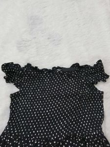 Cute Black &amp; White Polka Dot Mini Dress