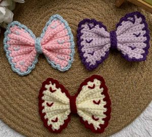 Crocheted Bow Hair Clips Set