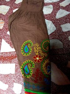 Embroidered Brown Palazzos