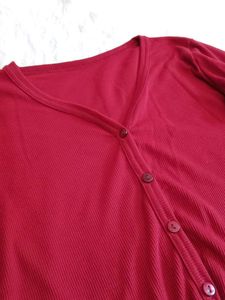 Cozy Red Button-Up Cardigan