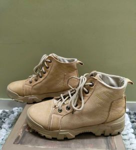 Tan Canvas Lace-Up Ankle Boots