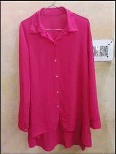 See Through High-Low Pink Shirt
