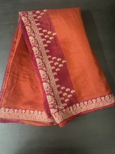 Elegant red & Maroon Cotton Saree with blouse