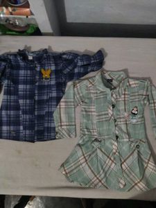 Cute Plaid Shirt Dress Set