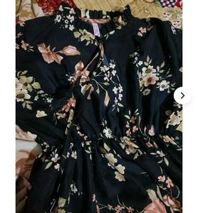 Floral Print Tie-Neck Dress