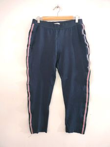 Navy Blue Side Striped Track Pants (Women's)