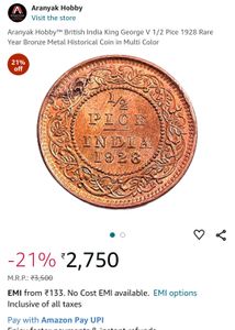 1892 India 1/2 Pice Coin - Collectible