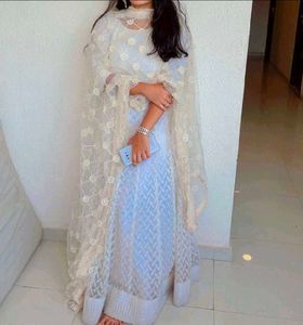Elegant White Lace Anarkali Gown