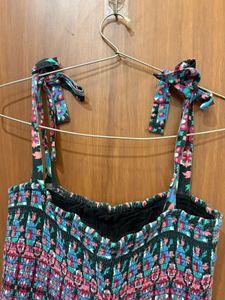 Boho Printed Tiered Maxi Dress with Smocked Bodice