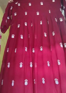 Maroon Embroidered Kurta Set