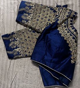 Elegant Embroidered Navy Blue Blouse