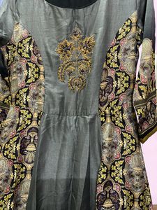Embroidered Kurta with Printed Panels
