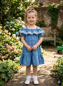 Chic Blue Denim Off-Shoulder Dress