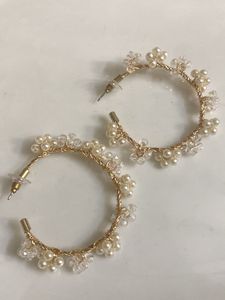 Elegant Pearl & Crystal Hoop Earrings