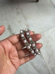 Elegant Pearl & Crystal Bangles