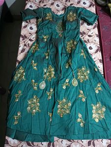 Elegant Teal Embroidered Gown set