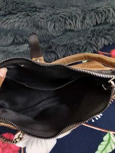 Brown Shoulder Bag with Chain Detail