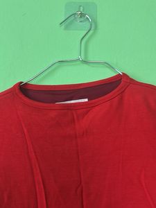 Red fitted top with in-built bra