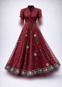 Elegant Maroon Polka Dot Dress