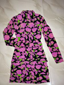 Zara floral print long sleeve dress