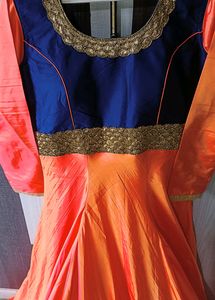 Heavy Embroidered Mulberry Silk Ethnic Gown