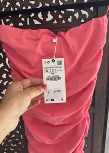 Zara New Celeb Style Bodycon Strapless Midi Dress