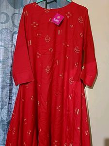 Beautiful Branded Red Asynchronous Kurta