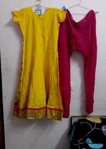 Vibrant Yellow Kurta with Pink Palazzo Set