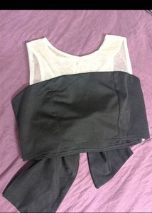 Chic Black Bow Back Mesh Top