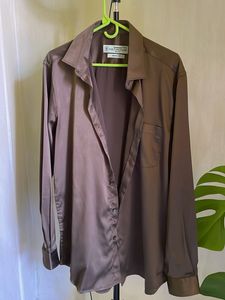 Satin Finish Button-Up Shirt