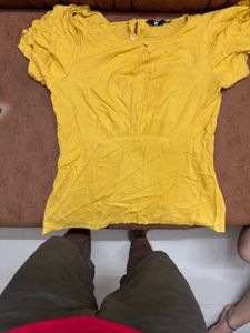 Bright Yellow Ruffled Sleeve Top