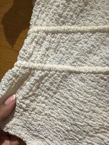 Cream Textured Tie-Front Crop Top