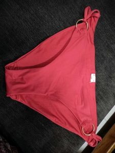 Red Bikini Bottom with Gold Rings