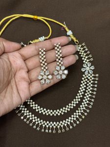 Sparkling Diamond Necklace and Earring Set