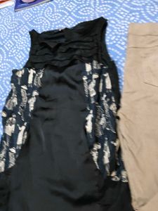 Stylish Black Top &amp; Khaki Pants Set