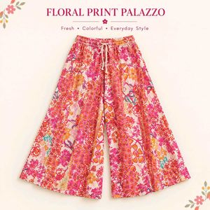 Vibrant Floral Print Palazzo Pants