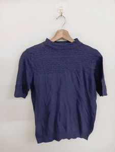 Navy Blue Mock Neck T-shirt